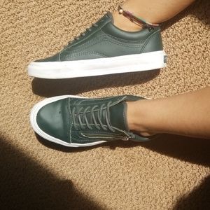 Forest Green zip up leather Old Skool Vans